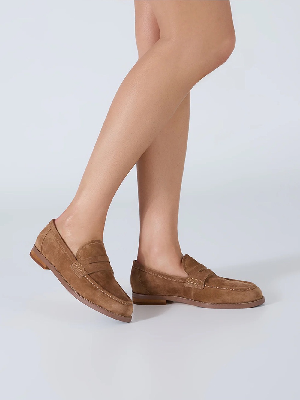 Classic Women's Suede Penny Loafers in Brown